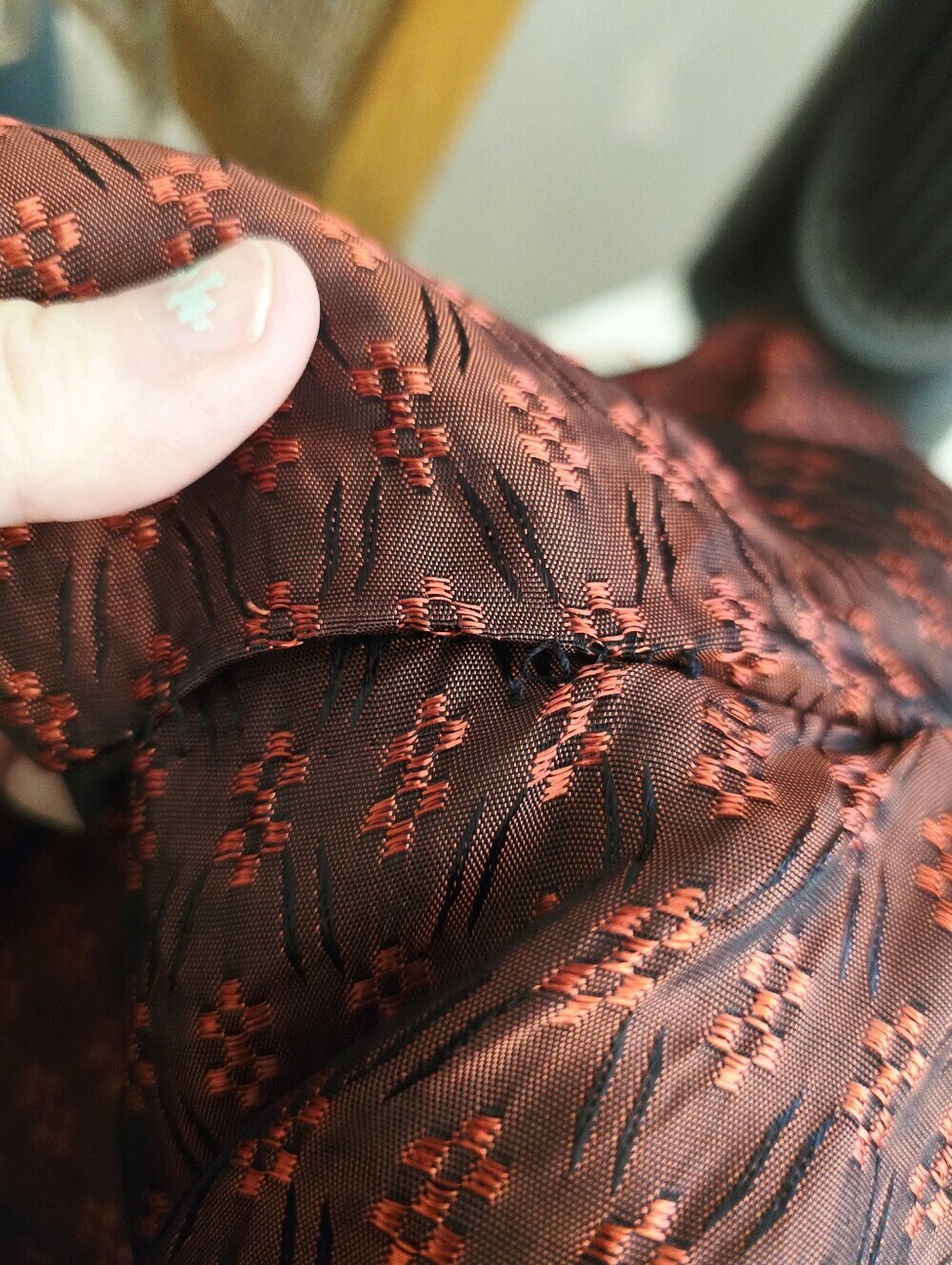 McM Maroon Black Satiny Jacquard Victorian Gothic Smoking Robe. Mens L-xL - Picture 16 of 16